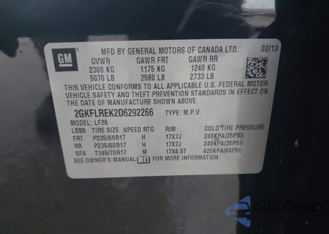 2013 GMC Terrain Sle-1 z USA, uszkodzony, nr VIN 2GKFLREK2D6292266